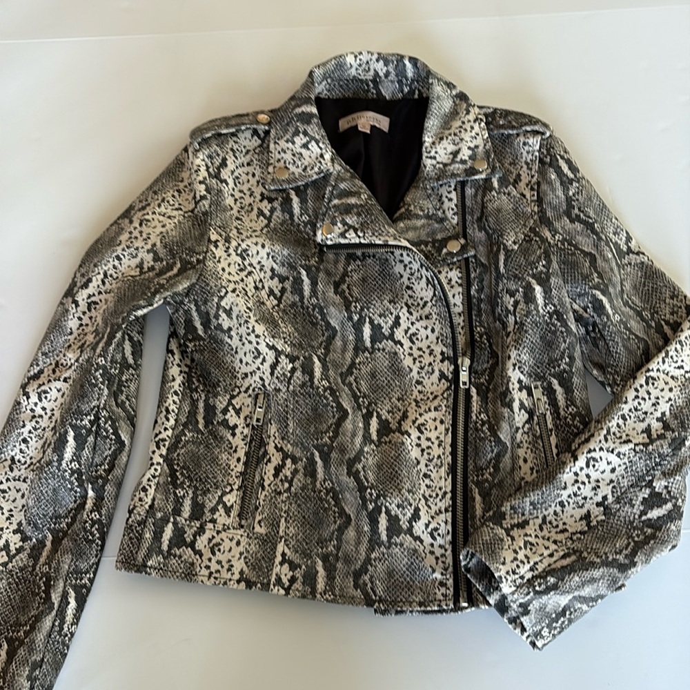 Philosophy Snake Print Embossed Faux Leather Moto Jacket Size M - Picture 2 of 7